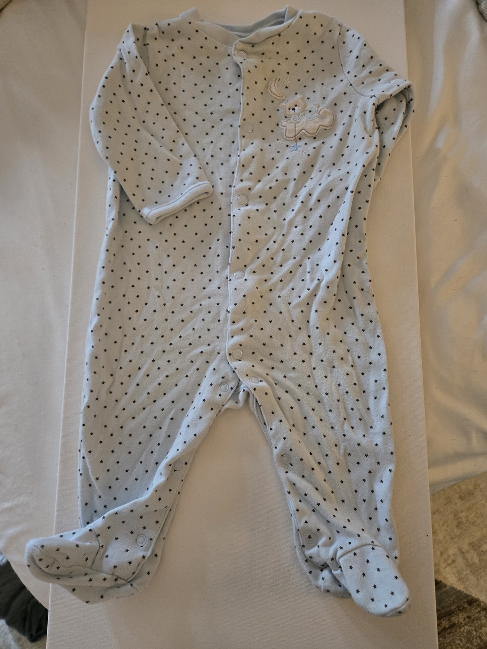 Little Me Light Blue Polka Dot Footed One-Piece